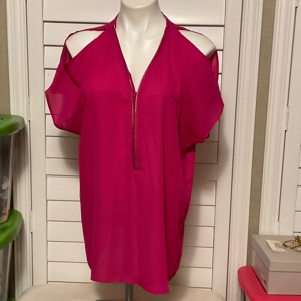 Vibrant Pink Cold Shoulder Blouse